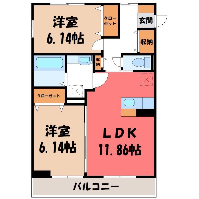 シャンデブレ(2LDK/3階)の間取り写真