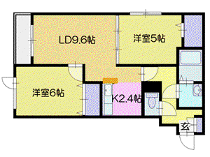 カーサアイ(2LDK/4階)の間取り写真