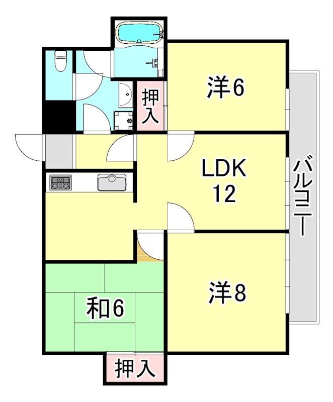 ラ・フォーレ夙川(3LDK/2階)の間取り写真