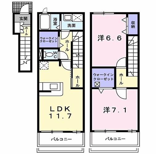 モルティIII(2LDK/2階)の間取り写真