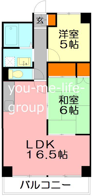 プラザ御殿(2LDK/4階)の間取り写真
