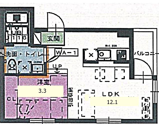 プライムローズ(1LDK/2階)の間取り写真