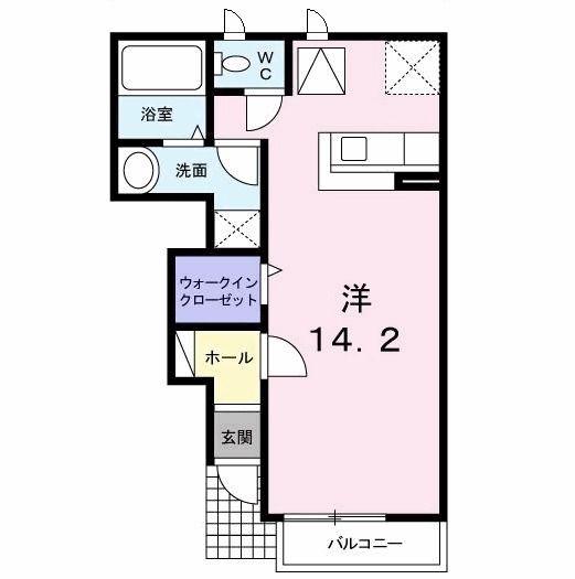 グラン ベルジュ A(ワンルーム/1階)の間取り写真