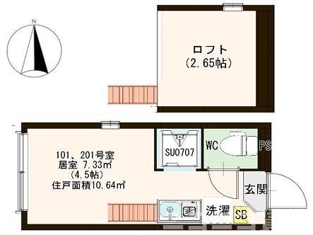 ハーモニーテラス幸町(ワンルーム/1階)の間取り写真