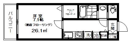 ランドステージM(1K/1階)の間取り写真