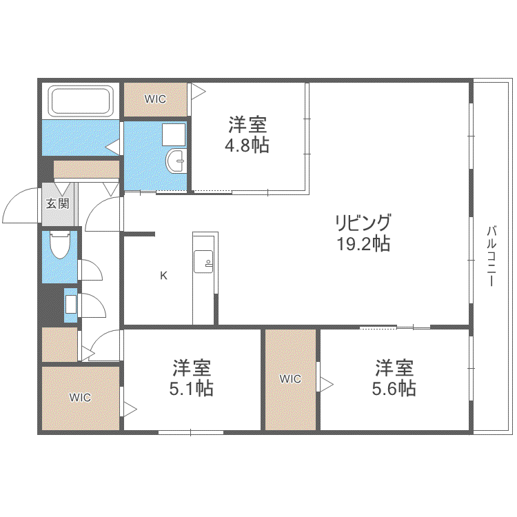 ル ビエノア北円山(3LDK/5階)の間取り写真