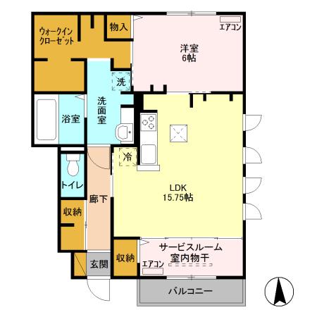 クラーレY(1LDK/1階)の間取り写真
