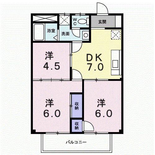 シティハイツ崎山(3DK/2階)の間取り写真