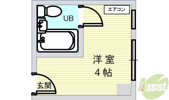 ギャレ蛍池東館(ワンルーム/2階)の間取り写真