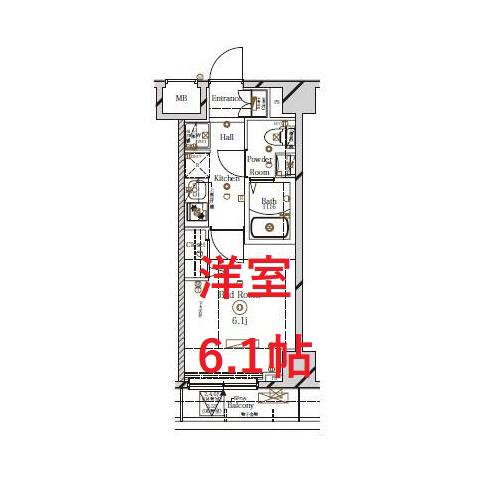 ラフィスタ川崎III(1K/4階)の間取り写真