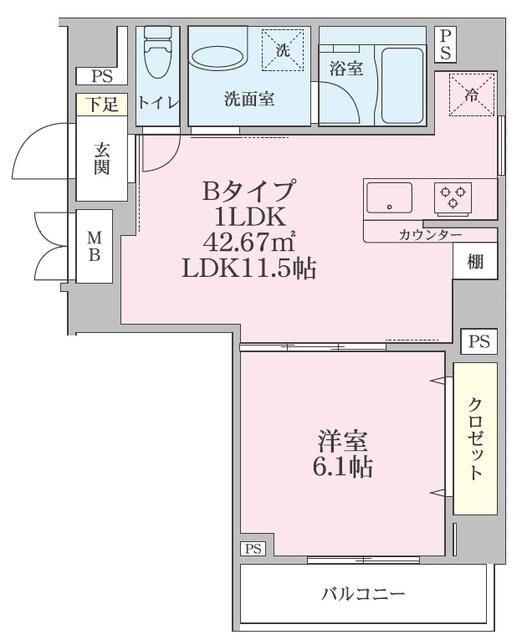 CHOCONA(1LDK/3階)の間取り写真