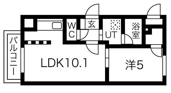 セレッソ末広(1LDK/3階)の間取り写真