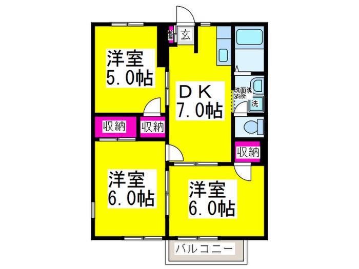フォレストグリーン(3DK/2階)の間取り写真