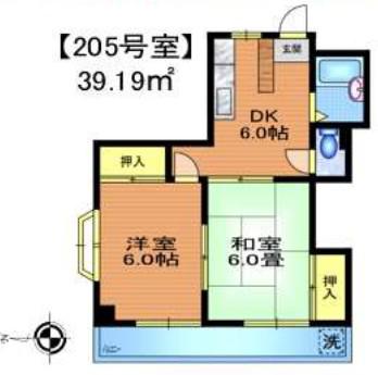 寿マンション 100B(2DK/2階)の間取り写真