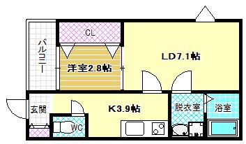 FSTYLE天美東8丁目(1LDK/1階)の間取り写真