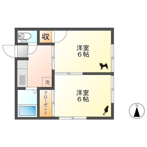 シャトレー小諸A(2K/1階)の間取り写真