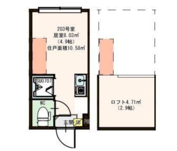 ハーモニーテラス町屋V(ワンルーム/2階)の間取り写真