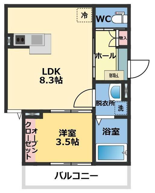 メゾン・ドゥ・アッシュ市川II(1LDK/2階)の間取り写真