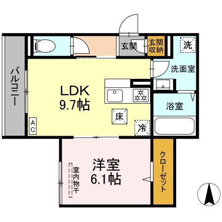 ボヌール(1LDK/1階)の間取り写真
