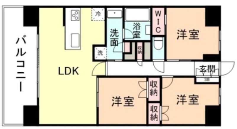 レーベン富山神通本町 ONE TOWER(3LDK/6階)の間取り写真
