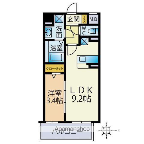 ウッドハーツ(1LDK/4階)の間取り写真