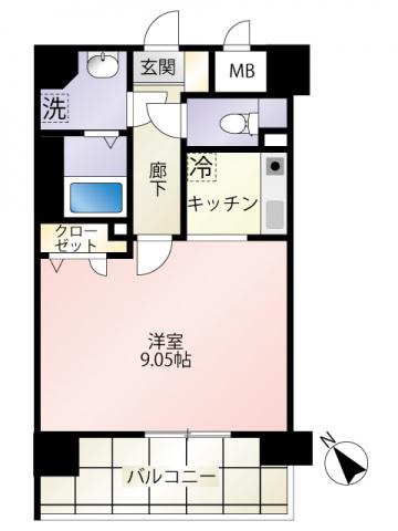 第15友建ビル(1K/5階)の間取り写真