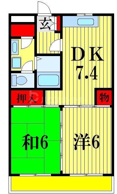 サンブリッジ(2DK/3階)の間取り写真