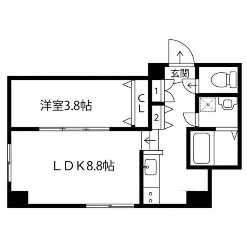 フロントコート南平岸(1LDK/7階)の間取り写真