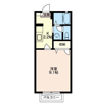 メルベーユ(1K/1階)の間取り写真
