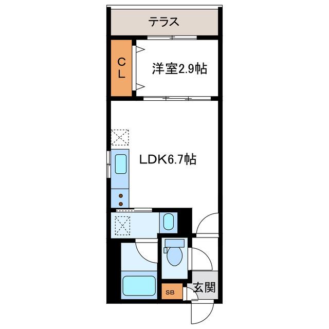 S-RESIDENCE北大前ASCENT エスレジデンス北大前アセント(1DK/1階)の間取り写真