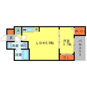 SERENITE北浜(1LDK/13階)の間取り写真