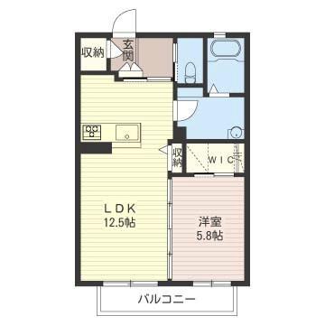 シャーメゾンやすらぎ(1LDK/2階)の間取り写真