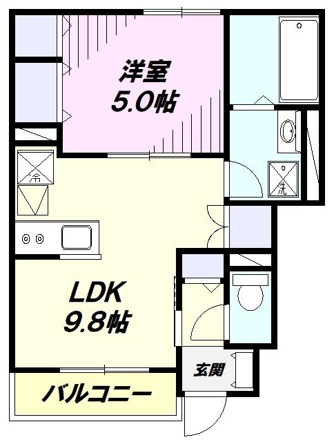 アムール東福生(1LDK/1階)の間取り写真