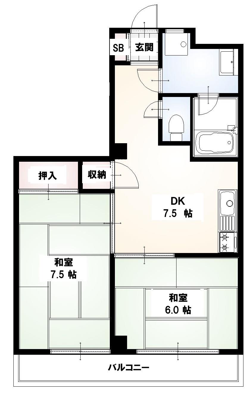 グレース寿(2DK/3階)の間取り写真
