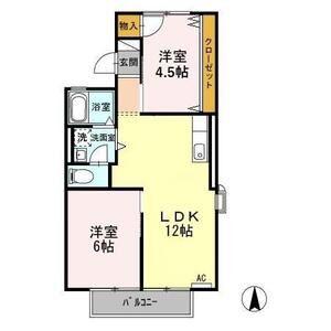 ルミエールANDOA棟(2LDK/2階)の間取り写真
