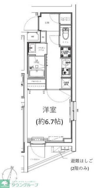 ジェノヴィア学芸大学(1K/2階)の間取り写真