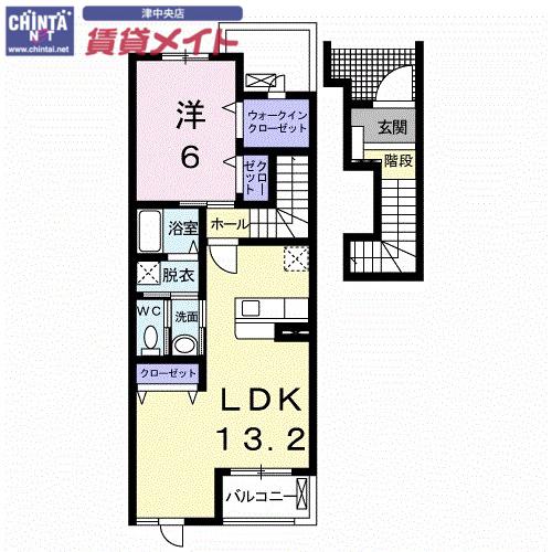 グリーンコーポB棟(1LDK/2階)の間取り写真
