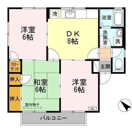 ドミール小林C棟(2LDK/1階)の間取り写真