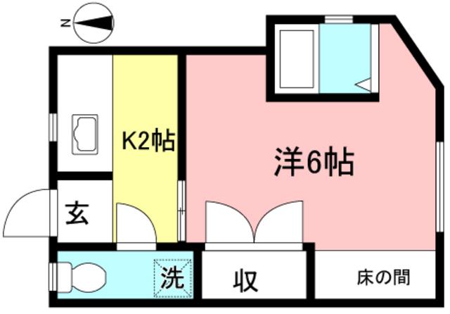 樫の木荘(1K/1階)の間取り写真