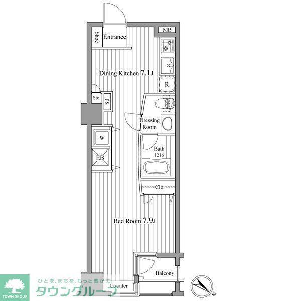 ブロードシティ東京(1DK/3階)の間取り写真