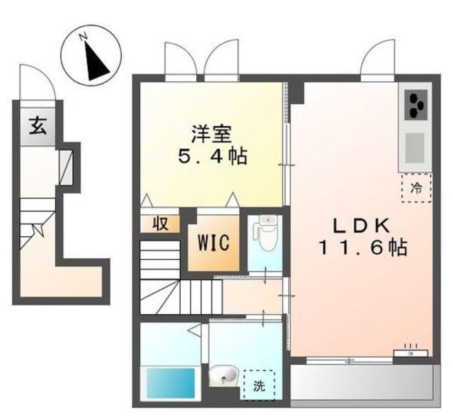 パイン メルヴェージュ(1LDK/2階)の間取り写真