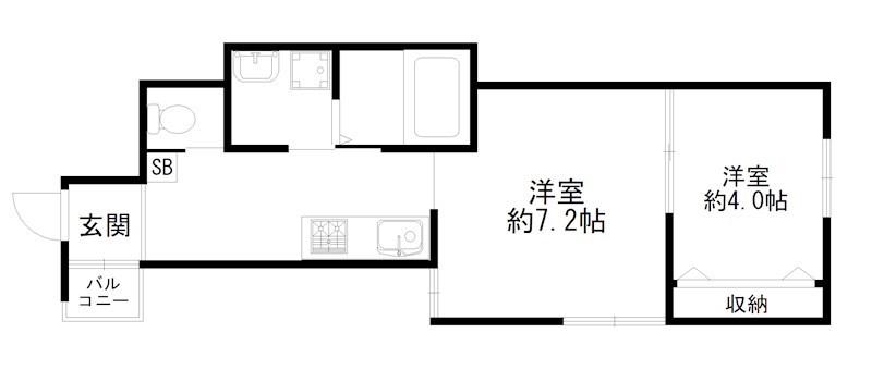 アネックスII番館(2K/4階)の間取り写真