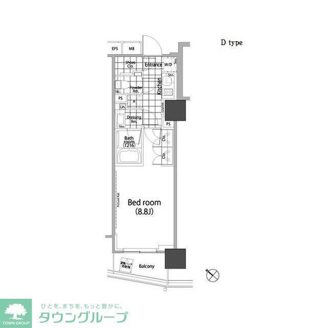 パークハビオ赤坂タワー(1K/4階)の間取り写真