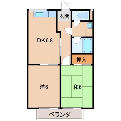 グリーンフル布施屋(2DK/2階)の間取り写真