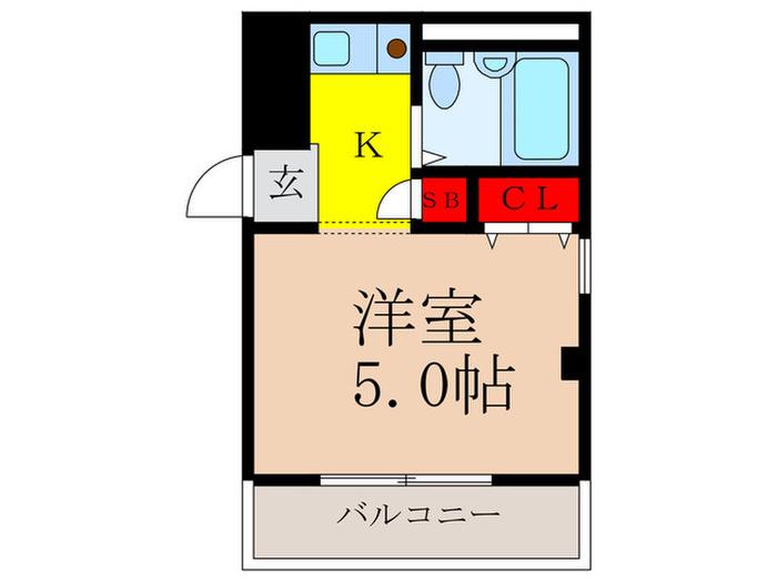 エトルリア竹田(1K/3階)の間取り写真