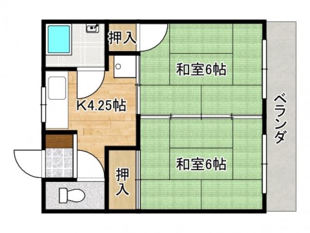 嵯峨野ハイツ(2DK/3階)の間取り写真