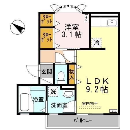 アイリスハイツ(1LDK/3階)の間取り写真