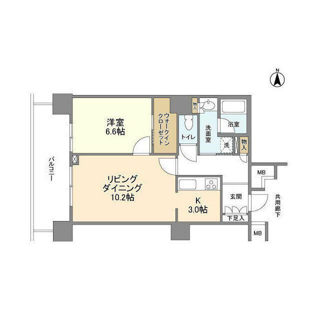 豊洲シエルタワー(1LDK/23階)の間取り写真