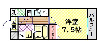 フジパレス丸高(1K/1階)の間取り写真