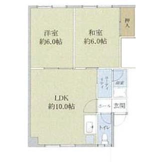 けんえいハイツ(2LDK/2階)の間取り写真